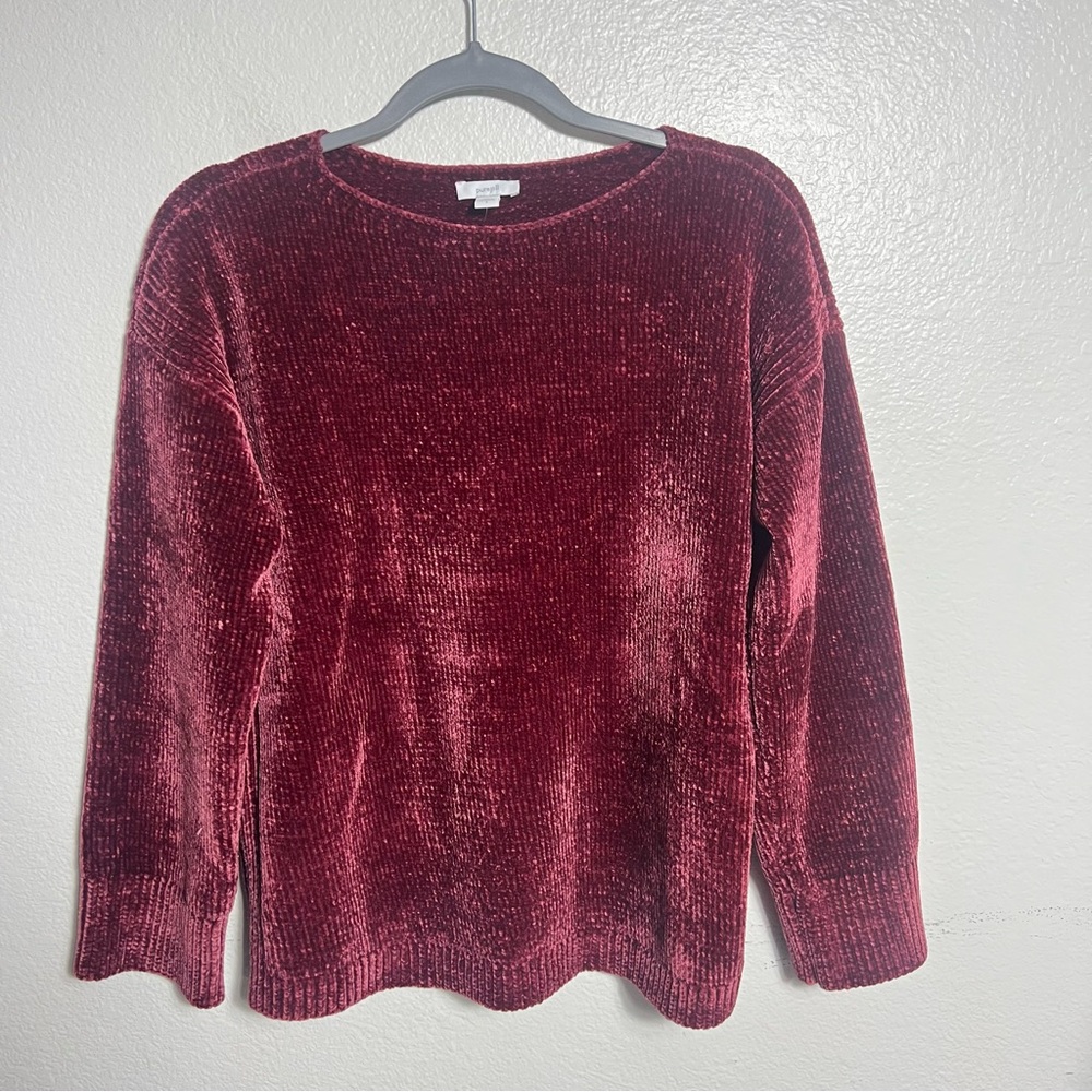 J.jill Pure Jill Luxe-Chenille Pullover Sweater Pomegranate Sweater S NWT - Picture 2 of 8